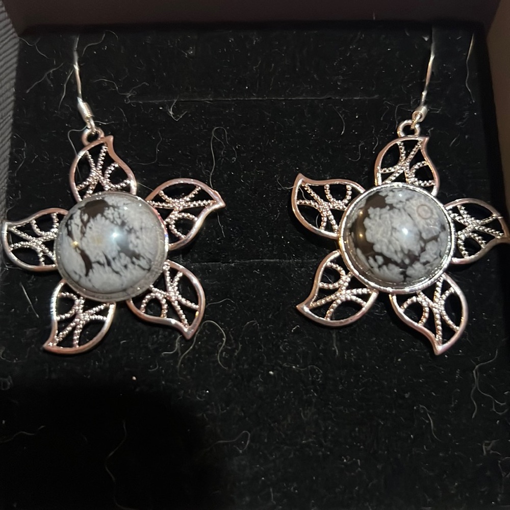 Snowflake obsidian crystal set